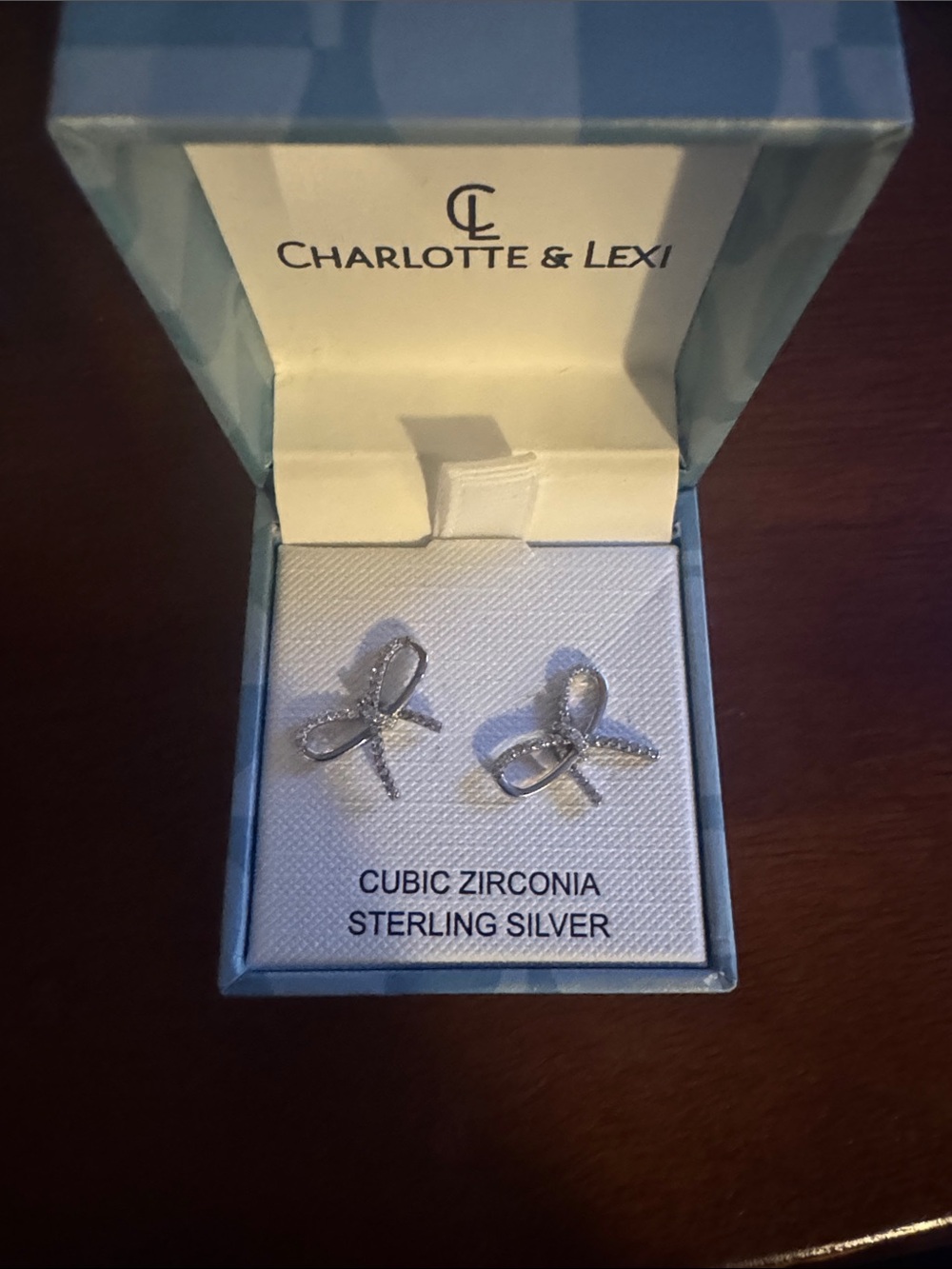 Charlotte & Lexi Sterling Silver Cubic Zirconia Ribbon Earrings - Silver